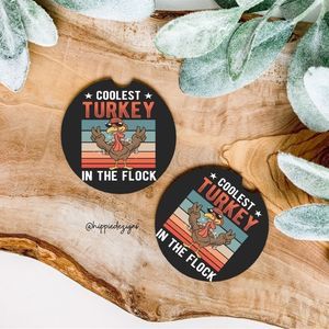 Coolest Turkey Car Coaster Set  | Fall Car Accessories